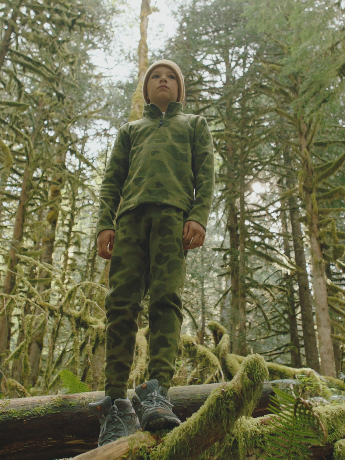 Youth La Montana Print Zip-T - Sea Kelp Camo