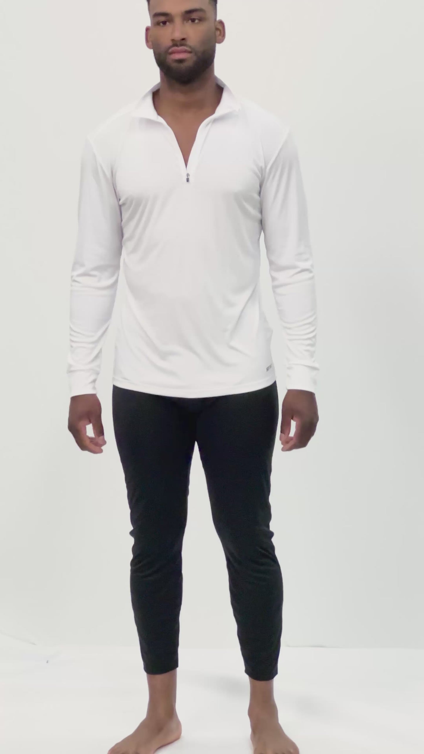 Men's Peach Skins Solid Zip-T - White