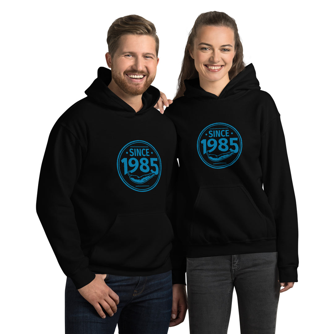 Hot Chillys 1985 Circle Logo Unisex Hoodie#color_black