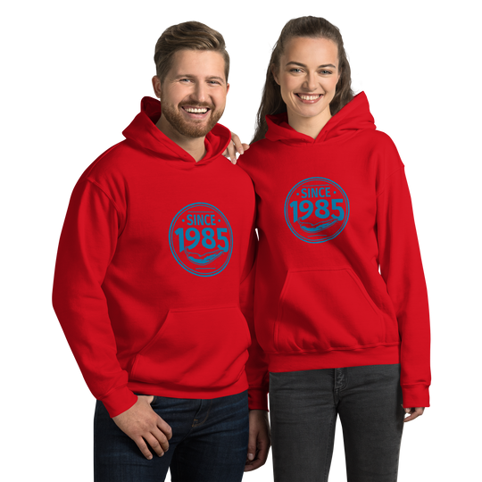 Hot Chillys 1985 Circle Logo Unisex Hoodie#color_red