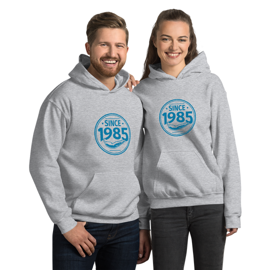 Hot Chillys 1985 Circle Logo Unisex Hoodie#color_sport-grey