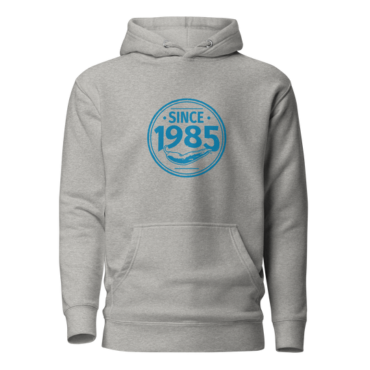 Hot Chillys 1985 Circle Logo Unisex Hoodie#color_athletic-heather