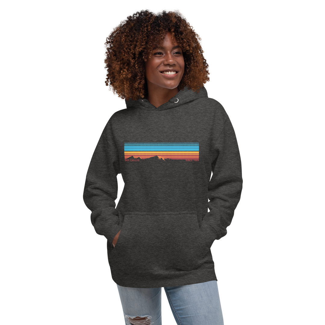 Hot Chillys Mountain Range Unisex Hoodie#color_charcoal-heather