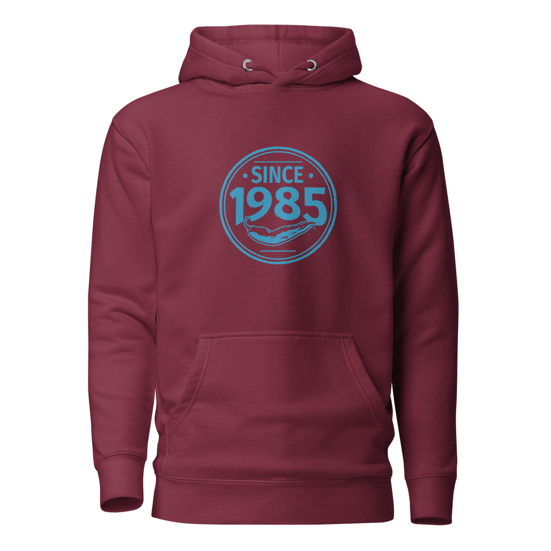 Hot Chillys 1985 Circle Logo Unisex Hoodie#color_maroon
