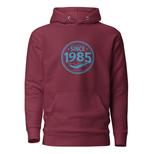 Hot Chillys 1985 Circle Logo Unisex Hoodie#color_maroon