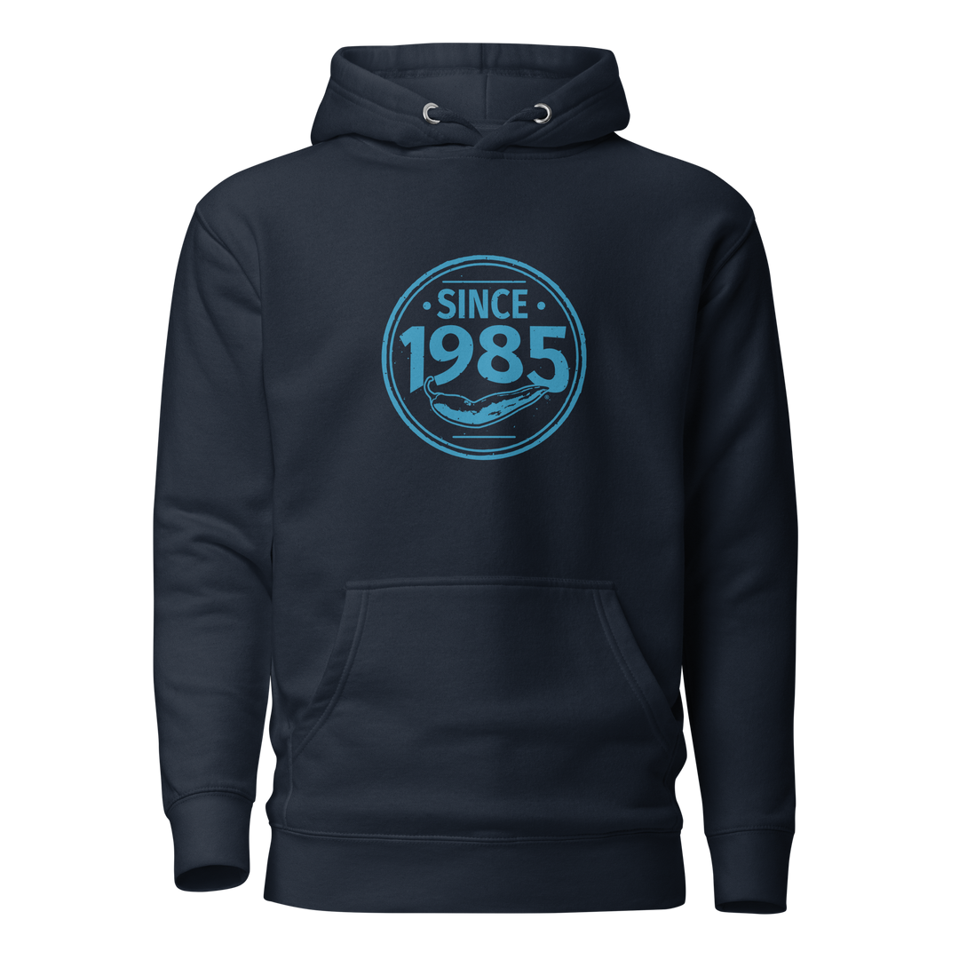 Hot Chillys 1985 Circle Logo Unisex Hoodie#color_navy