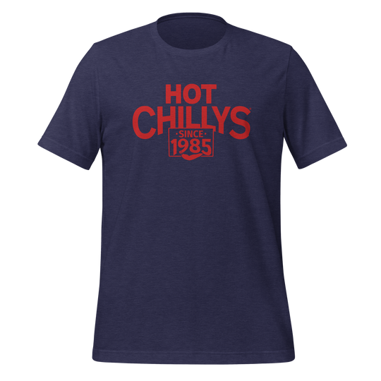 Hot Chillys Text Logo Tee#color_heather-midnight-navy