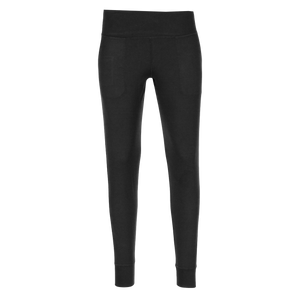 Hot Chillys women's black thermal joggers with high waistband and fitted cuffs