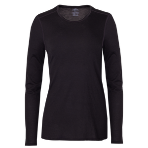 Hot Chillys women's thermal crewneck in black, perfect for layering and warmth in cold weather
