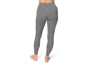 Hot Chillys women's thermal leggings in gray heather shown from the back for cold weather warmth