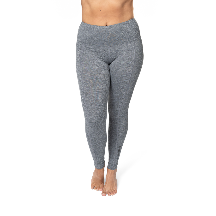 Hot Chillys women's thermal leggings in gray heather for cold weather comfort