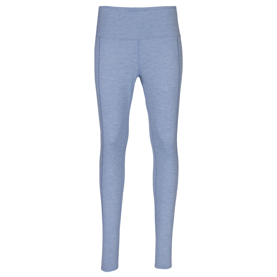 Hot Chillys women's thermal leggings in light blue with high waist and slim fit design