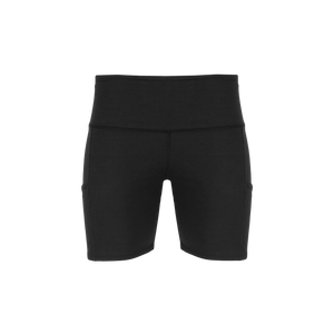 Hot Chillys women's winter athletic shorts in black with high waistband for cold weather workouts