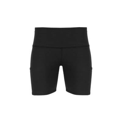 Hot Chillys women's winter athletic shorts in black with high waistband for cold weather workouts