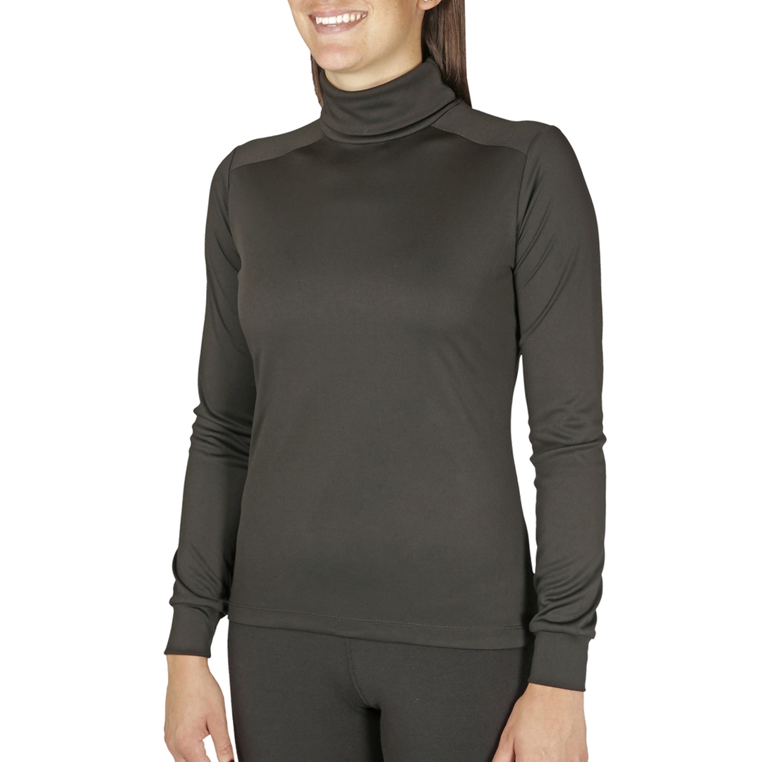 Women's Peach Skins Solid T-Neck - Hot Chillys#color_black