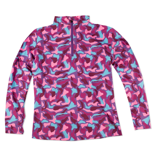 Youth Velvet Fleece Zip-T - Hot Chillys#color_bright-abstract-camo